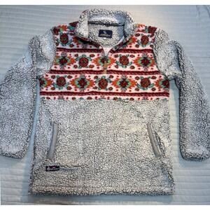 Simply Southern Women's 1/4 Zip Sherpa Fleece Pullover Aztec Turtle Print Size M